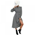 thumbnail image 3 of Robe à Col Roulé, Manches Longues Bouffantes, Taille à Nouer, Imprimé Léopard, Décontractée et Fluide, Robe Maxi de Soirée pour Femmes, 3 of 9