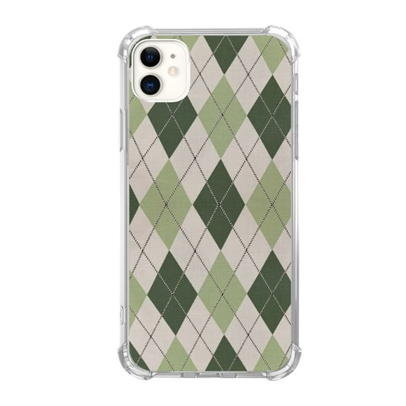 Sage Green Argyle Case Compatible with iPhone 12,Unique Art Design TPU Bumper Cover Case