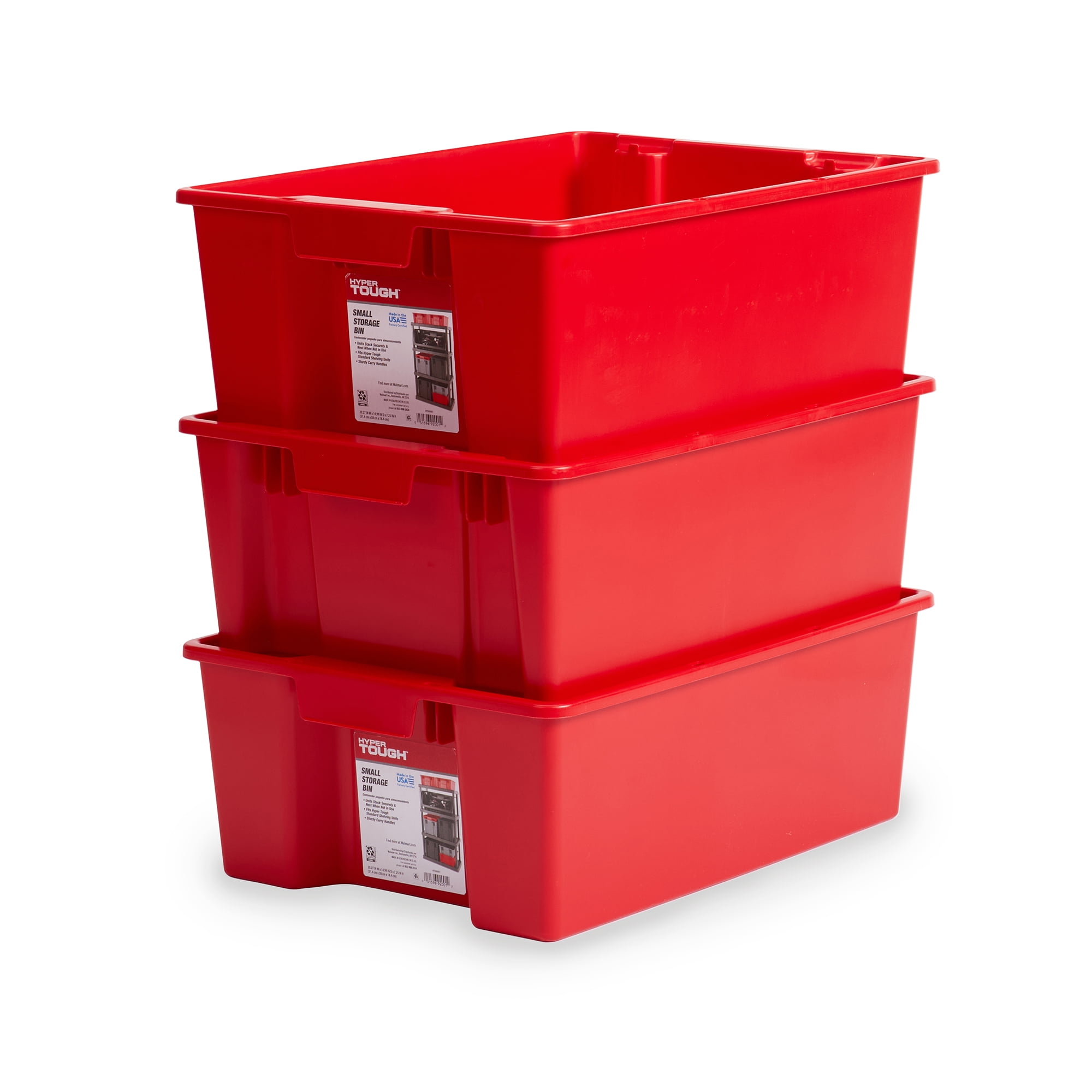 Hyper Tough Garage Storage Bin, 14.7 Gallon Plastic, Red, Nesting