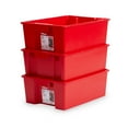 thumbnail image 5 of Hyper Tough Garage Storage Bin Small Plastic Nesting/Stacking, Red, 5 of 13