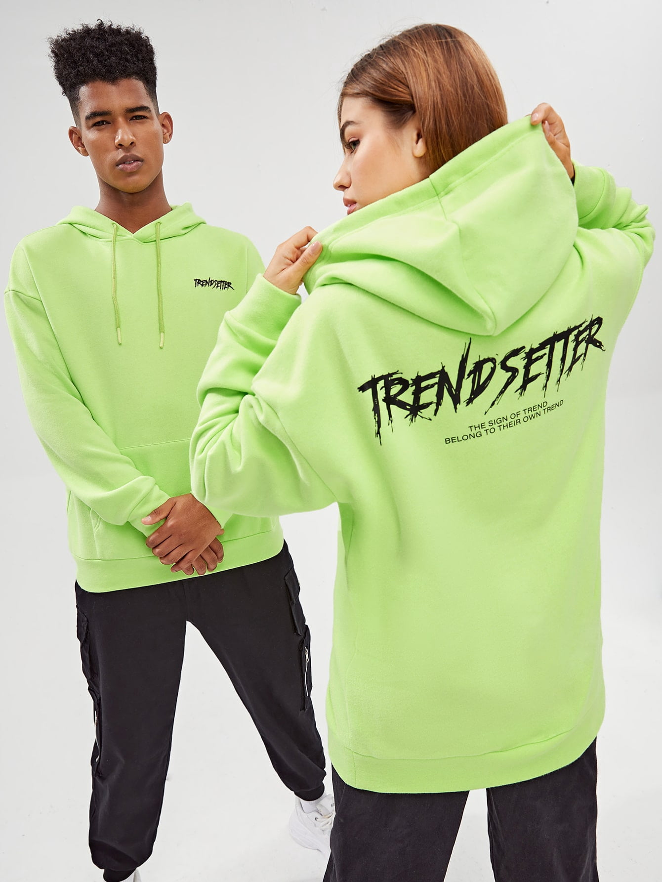 Lime Green Unisex 1pc Slogan Graphic 