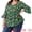 Green, variant on Women's Plus Floral Ruffle 3/4 Sleeve Peplum Top 1X Yellow