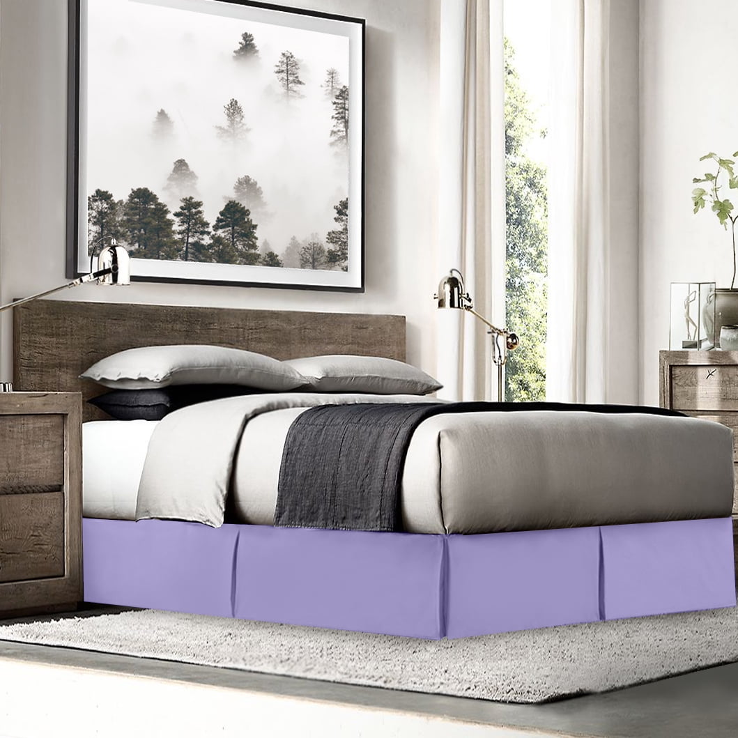 14" Tailored Pleated Bed Skirt Dust Ruffle, Full XL, Lavender, by Clara Clark