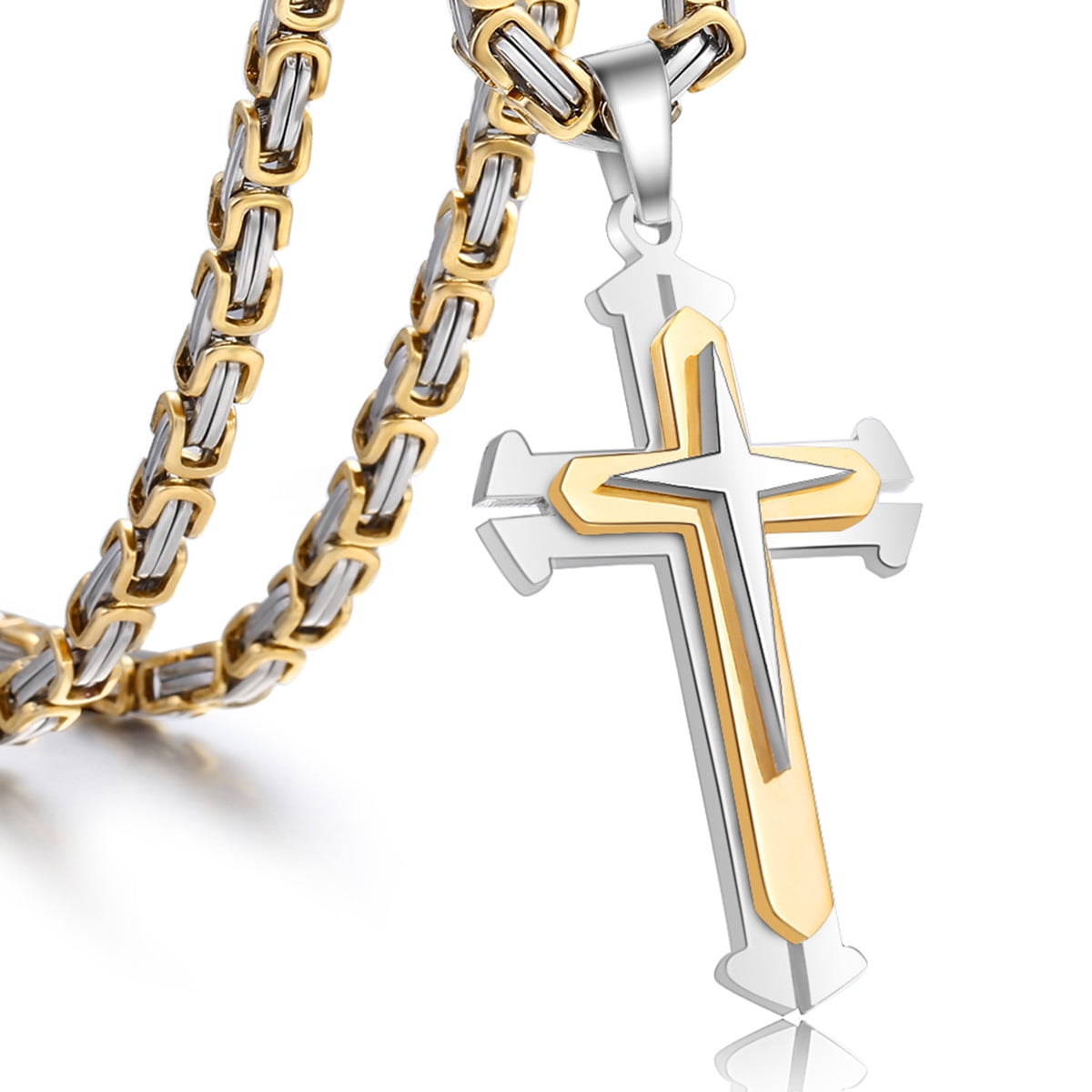 Hermah - Hermah Stainless Steel Cross Pendant Necklace Mens Boys Chain ...