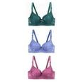 thumbnail image 3 of 3PCS Push up Bra for Women Fashion Wirefree Floral Lace Hollow-Out Padded Bralette Supportive Full Coverage Shaping Brasier, Green, S, 3 of 3