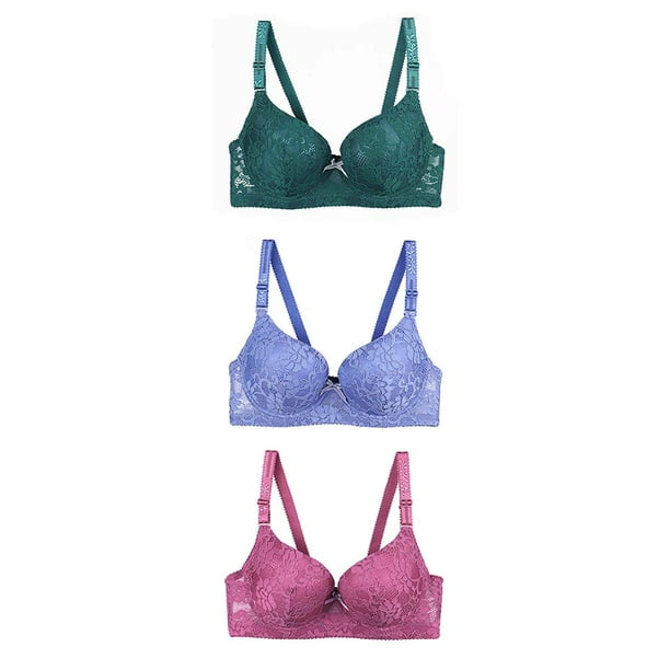 Lolmot 3PC Bra Womens Underwear Sagging, Collar, And Sexy Bra With Lace  Thin Large Soft Steel Ring Womens Daily 3PC Bra