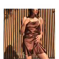 thumbnail image 2 of xiaxaixu Robe Mini Aguichant en Satin pour Femme, Dos Nu, Sans Manches, Courte, Robe d'Été, 2 of 6