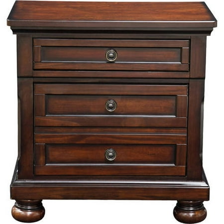 Dark Cherry Bedroom - Furniture of America Violeta Transitional Antique-Inspired Nightstand, Dark Cherry