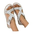 thumbnail image 5 of CAIXIA Dressy Sandals for Women Elegant Glitter Flat Sandals for Women Summer Sparkling Rhinestone Slingback Beach Shoes with Soft Sole and Elastic Band,Silver, 5 of 9