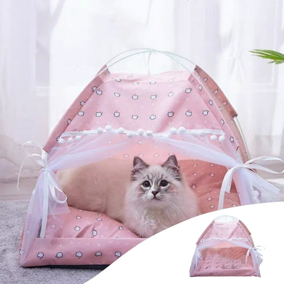 Cats Dogs Cave Bed, Warm Enclosed Covered Tent, Indoor Outdoor Pet House With Ventilation Window, Soft Cushion, Portable Foldable, For Small Pets Puppy