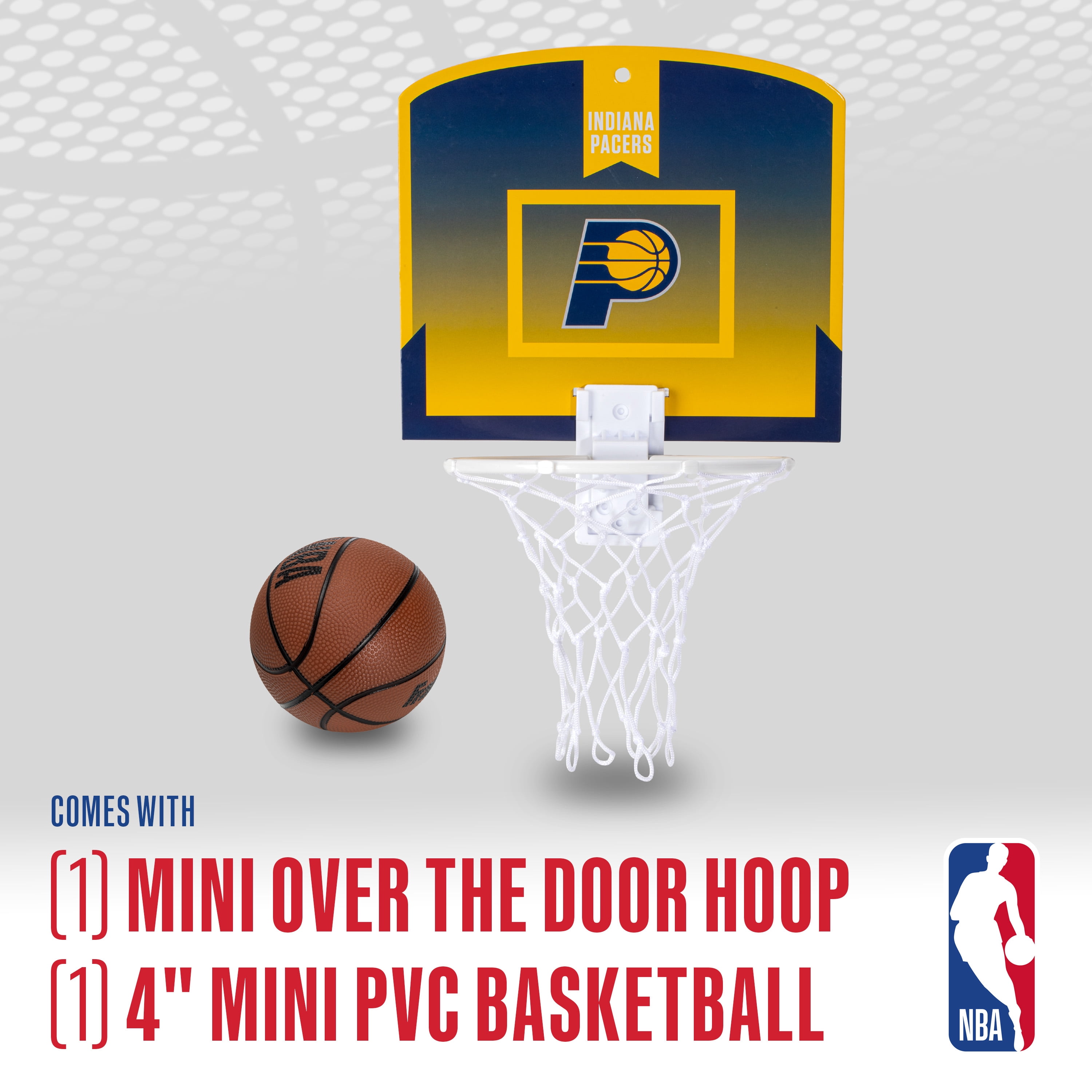 Franklin Sports NBA Indiana Pacers Mini Over the Door Basketball Hoop - Kids Indoor Mini Basketball Hoop with Basketball - NBA Fan Shop Mini Hoop for Bedroom + Office - Over the Door Mini Hoop Set