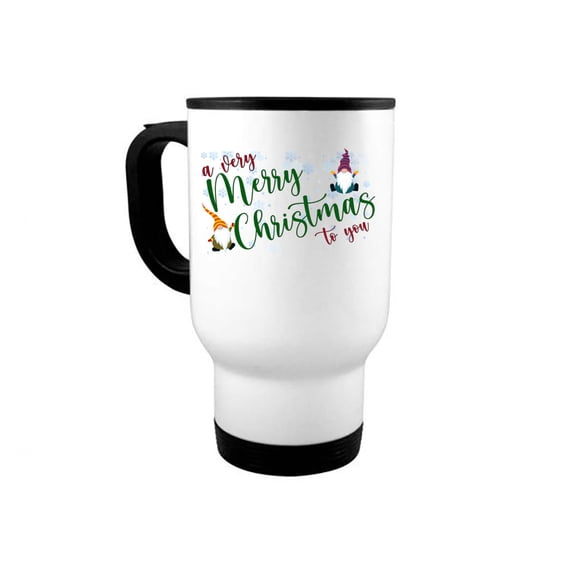 Christmas Mug, 14oz Travel Mug, A Very Merry Christmas To You, Gnome Mug, Christmas Cup, Gnome Mug, Holiday Decor, Christmas Decor, Gnome Gift, Coffee Gift, White