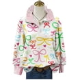 thumbnail image 3 of Craaazy Women's Striped Ruffle Collar Carnival Party Graphic Long Sleeve Mardi Gras Tops with Button Gifts, 3 of 4