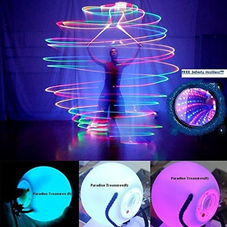 LED Poi Ball Swirling Light-up Rave Toy (Set of 2) with FREE Infinity Tunnel (Best Led Poi Balls)