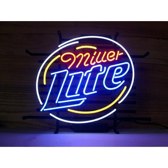 Desung Brand New Miller Lite Neon Sign Handcrafted Real Glass Beer Bar Pub Man Cave Sports Neon Light 24"x 20" 124MLLV3