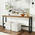 thumbnail image 3 of Linon Otis Sofa Bar Table Stained Wooden Top with Steel Frame in Dark Gunmetal, 3 of 14
