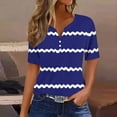 thumbnail image 2 of QATAINLAV Going Out Tops for Women Casual Button V Neck Henley Shirts Fashion Stripe Print Tshirts Loose Fit Eyelet Embroidery Short Sleeve Blouses Blue M, 2 of 5
