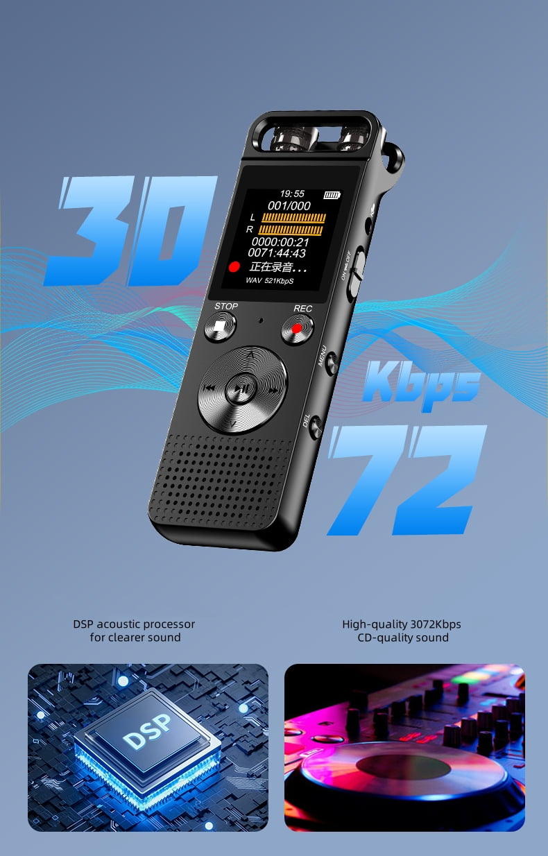 GL-99 8GB Long Endurance Dual Mic Digital Voice Audio Recorder Learning Business Conference Meeting Interview Wedding Dictaphone
