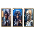 thumbnail image 2 of Designart "Futuristic Cyberpunk Goddess Portrait II" Cyberpunk Woman Framed Wall Art Set Of 3 - Blue Woman Cyberpunk Frame Gallery Wall Set For Home Decor, 2 of 6