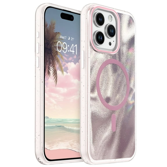 GAOBAO for iPhone 15 Pro Max Case, Compatible with Magsafe, Glitter Sand Texture 360° Shock-Absorbing Phone Case, Cute Phone Cover for Girls and Women