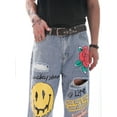 thumbnail image 7 of Stylish printed distressed denim U.jeans for men in a fashionable long style., 7 of 7