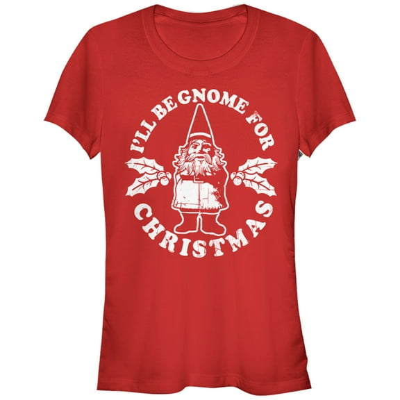 Junior's CHIN UP Gnome for Christmas Graphic Tee Red Large