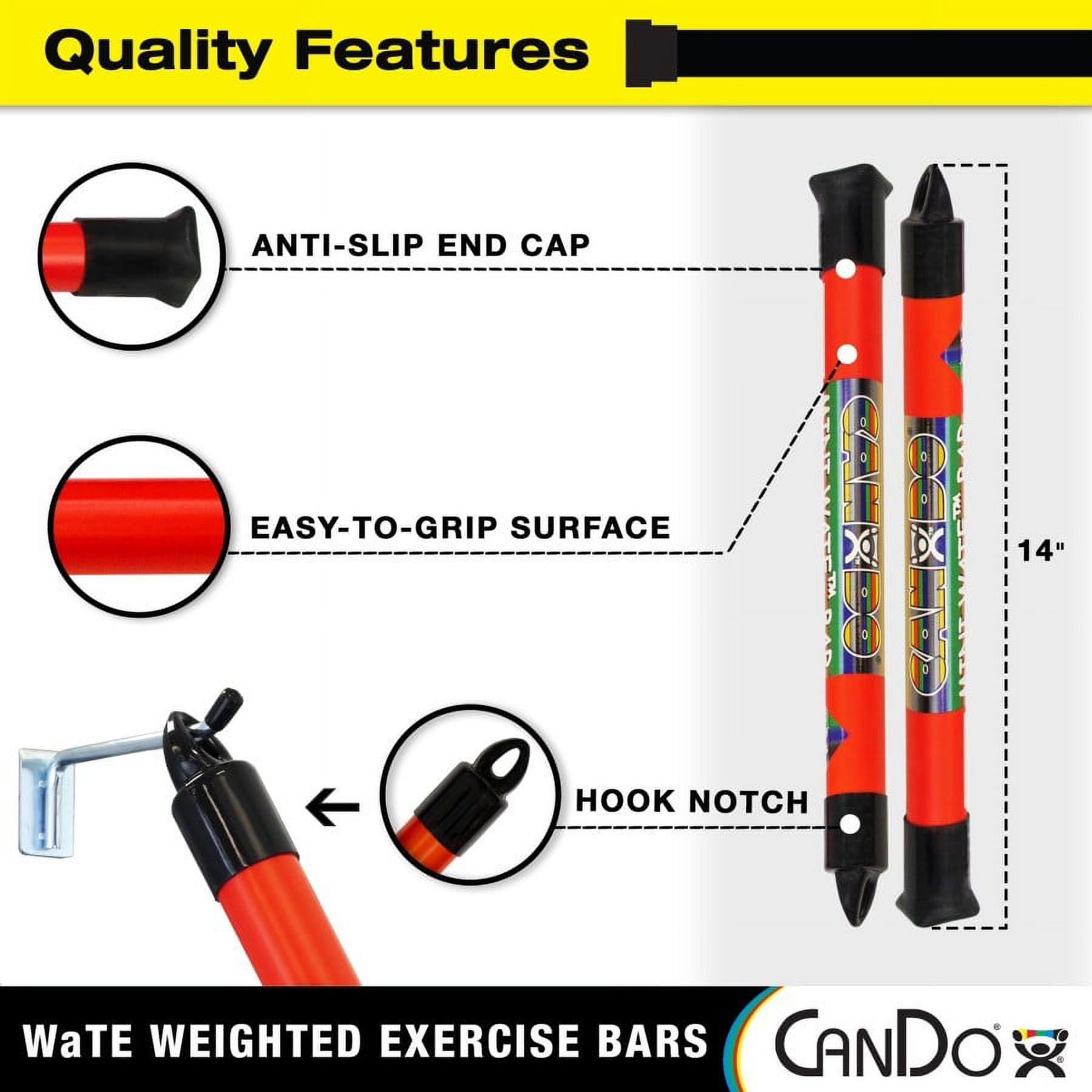 Cando Mini Wate Bar Pair, 14" Length