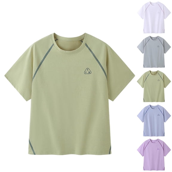 SROBPTY Boys Summer Short Sleeve Tops Print Loose Lightweight Crew Neck Tee Shirts for Outdoor Wear 8-16 Years