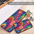 thumbnail image 5 of 2-Piece Kitchen Rugs Set Non-Slip Mats Carpet Floor for Kitchen, Bathroom (19.7"x27.6" & 19.7"x47.2") Colorful Tie-dye with Swirling, 5 of 7