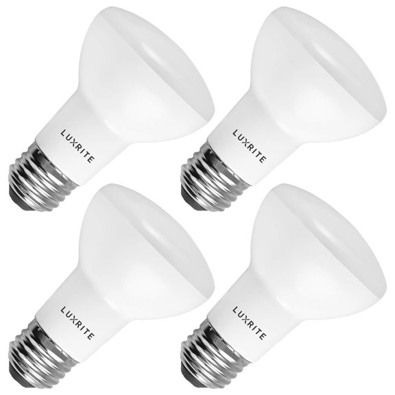 Luxrite BR20 LED Flood Light Bulb, 6.5W=45W, 2700K Warm White, 460 Lumens, Dimmable, UL Listed, E26 Base 4-Pack