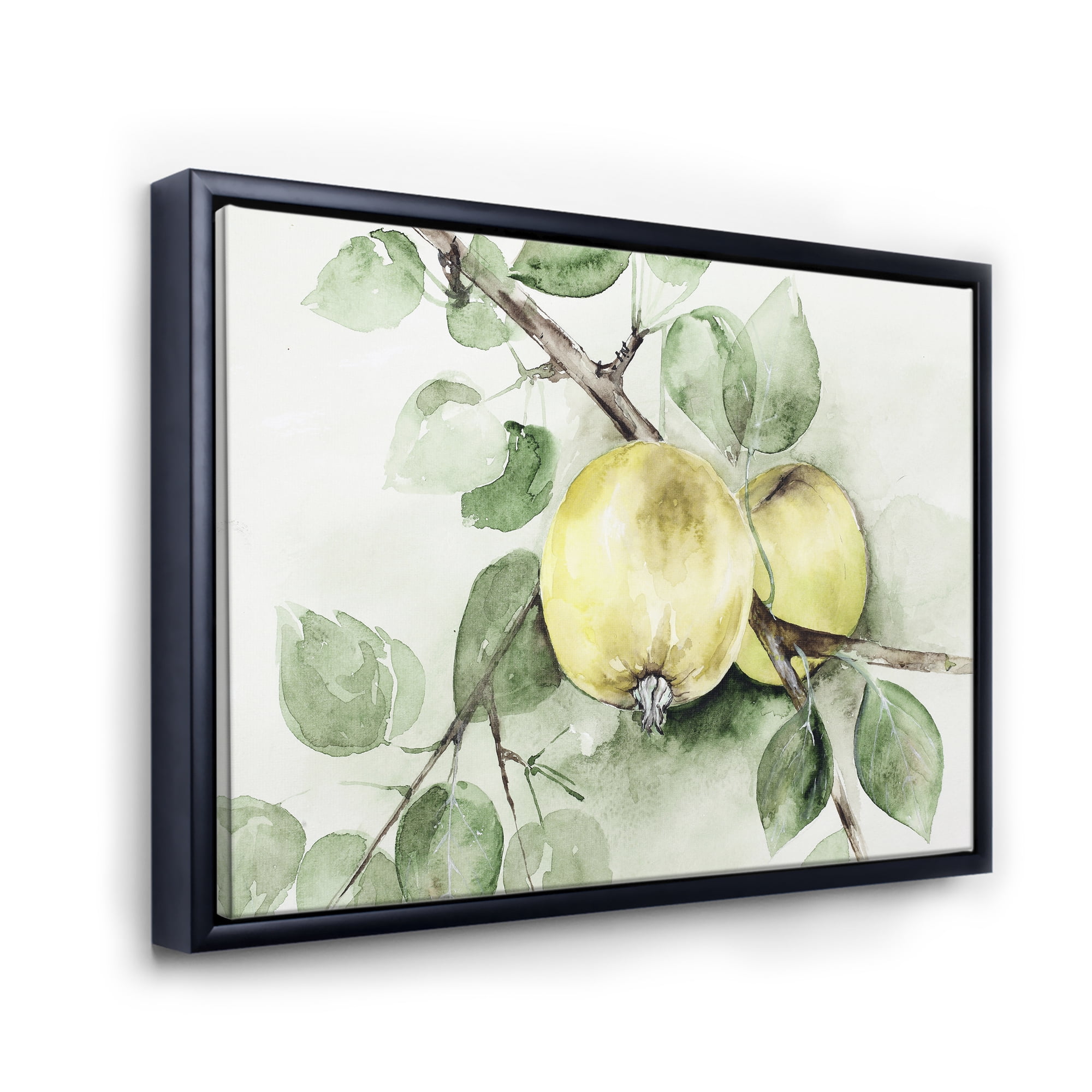 Designart 'Ancient Green Appels' Farmhouse Framed Canvas Wall Art Print