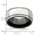 thumbnail image 2 of 10.00mm Black Titanium and 925 Sterling Silver Polished Domed Milgrain Ring Size 13 Ring for Women, 2 of 2