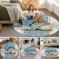 thumbnail image 5 of Blue Coastal Starfish Round Area Rug 8Ft Washable Large Circle Rugs for Living Room Dorm, Vintage Beige Nautical Coral Summer Non-Slip Carpet Floor Mats Indoor Outdoor Carpet Runner Home Decor, 5 of 8