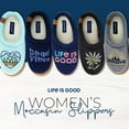 thumbnail image 3 of LIFE IS GOOD Women's Moccasin Slippers, 303593W - Suede & Fleece Open Back Indoor/Outdoor Slip-Ons - Plush & Cozy Slides with Soft Foam & Rubber Soles Stylish & Comfy Available in Different Designs..., 3 of 8