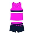 thumbnail image 2 of iiniim Kids Girls Two Piece Rash Shirt Tankini Swimsuit Summer Beach Swimwear Tank Top with Boyshort Bathing Suit, 2 of 3