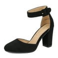 thumbnail image 1 of DREAM PAIRS - Zapatos de tacón alto para mujer con correa al tobillo y puntera cerrada, 1 of 5