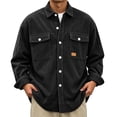 thumbnail image 2 of LODIENY Men Corduroy Shirt Jacket Casual Work Button Down Long Sleeve Vintage Regular Fit Shirts with Two Flap Pockets Black S, 2 of 7
