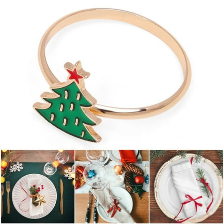 

Xssm Christmas Napkin Ring - Rhinestone Snowman Santa Claus Tree Reindeer Table Decoration Dinner Napkin Holder Buckle Xmas Party Supplies