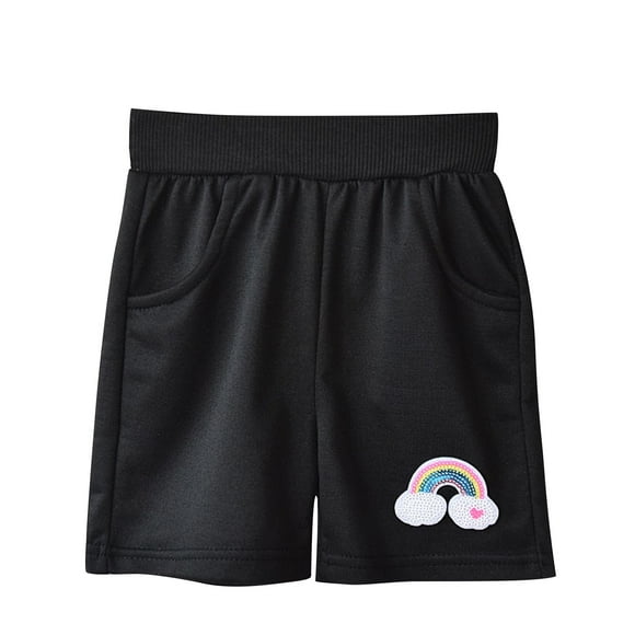 Odeerbi 1-10 Años Niños Niñas Deportes de Bermudas Pantalones Cortos Arco Iris Bordado Entrenamiento Pantalones Cortos de Algodón Atlético Pantalones de Longitud Media