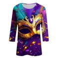thumbnail image 3 of Craaazy Women's Mardi Gras Sweatshirts Casual Carnival Printed 3/4 Sleeve Tops Gifts, 3 of 3