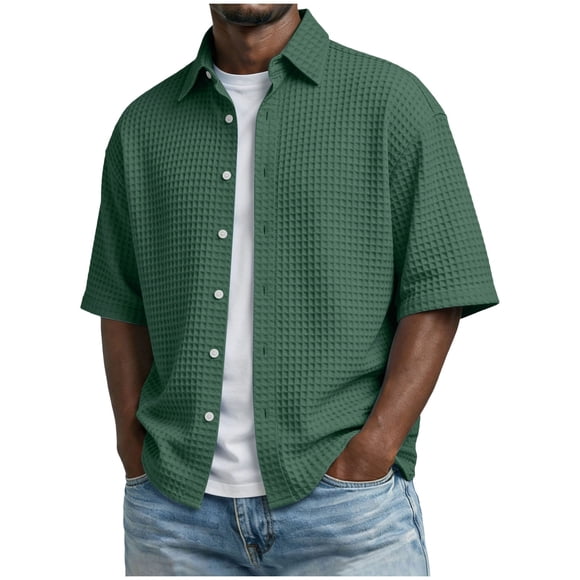 Zshosam Western Snap Shirts for Men Men's Western Shirts Short Sleeve Snap Plaid Cowboy Shirt Vintage Summer Casual Button Down Shirt Size XXXXL,(AG XXXXL)