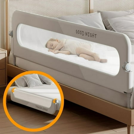 FOINWER 69in Baby Bed Rail Guard Height Adjustable for Toddlers Single Piece for Kids, Twin, Full, King and Queen Bed