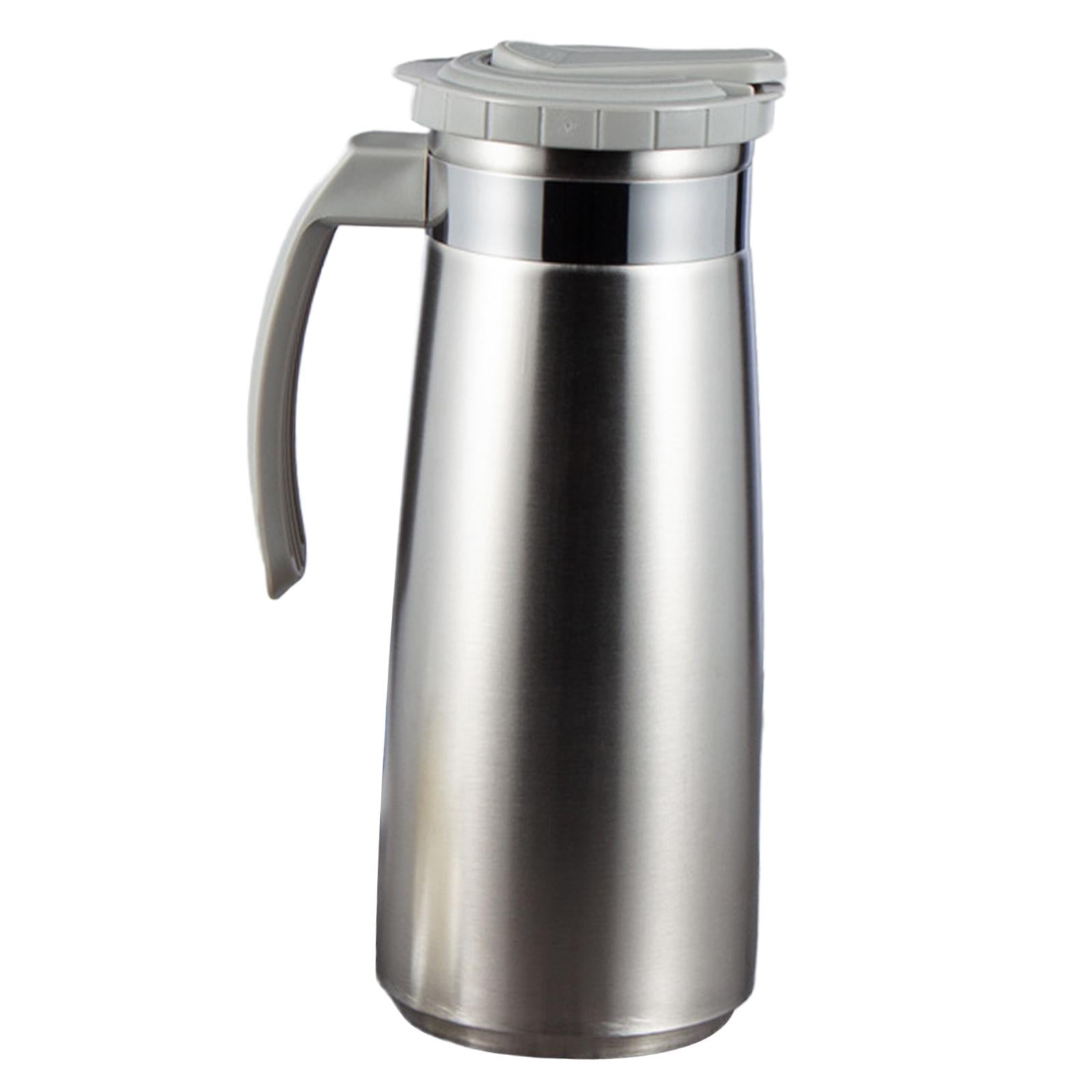 Fiocias Stainless Steel Water Jug 1.3L Large Capacity Reusable Iced Tea Pitcher Lemonade Gray