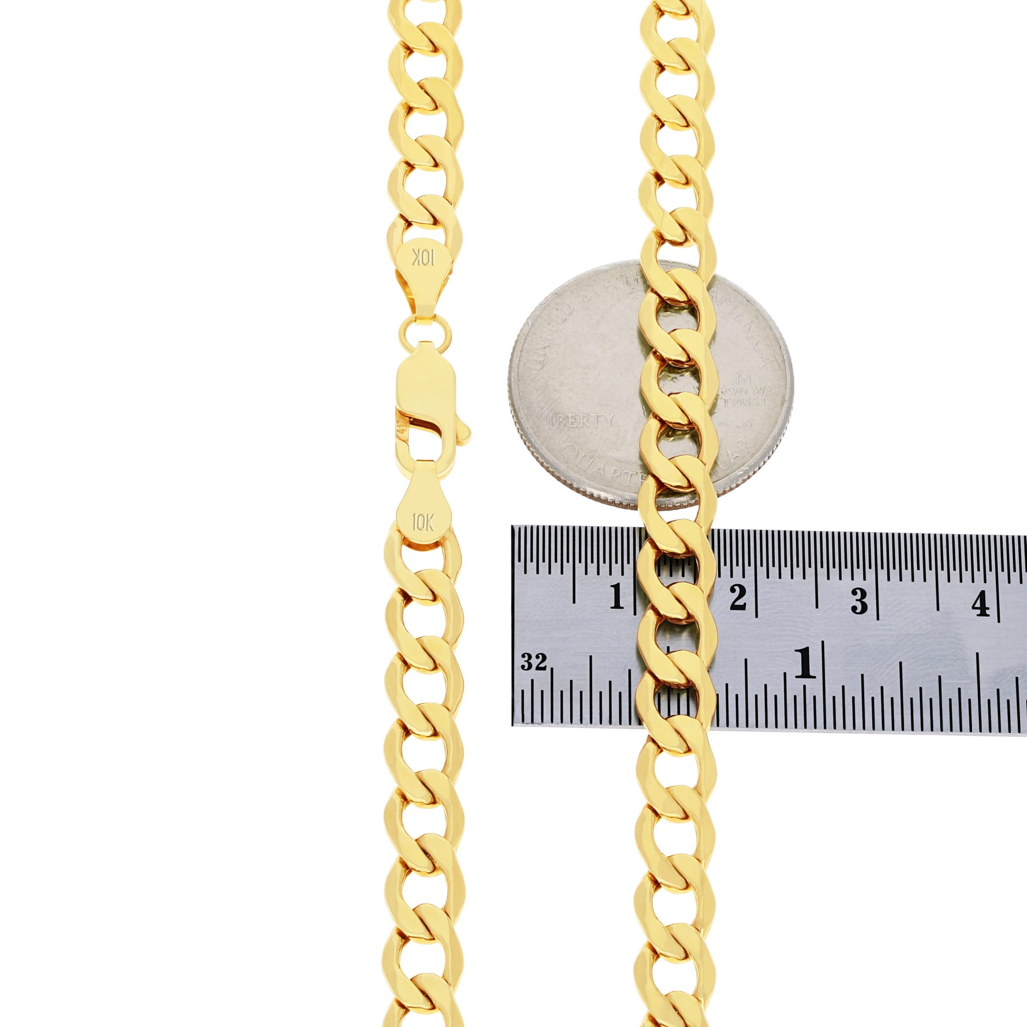 Nuragold 10K Real Yellow Gold Cuban Curb Link Chain Bracelet 7"-9" (2mm-7.5mm) Italian Jewelry for Men & Women