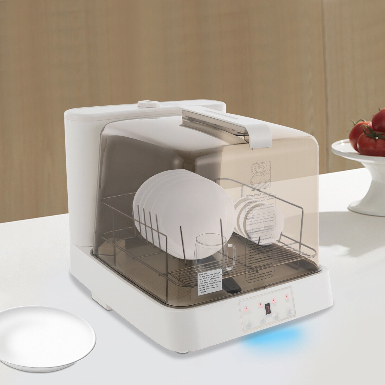 TFCFL 800W Portable Mini Dishwasher Countertop Dish Washing Machine w/ Washing Programs