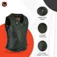 thumbnail image 4 of Daniel Smart Women’s snap Down Collar vest- Soft Lambskin Lightweight Sporty Leather Vest with Inside Pockets, 4 of 7