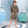 thumbnail image 5 of FORMRS Niños Bathrobe Unisex Hooded Robe Soft Plush Pajamas Sleepwear, Size 2-3T, Beige Geometric, 5 of 7