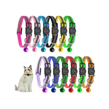 BESTSKY 12-Packs Cat Collar,Reflective Kitten Collars with Bells,Adjustable Cat Collars Set for Small Pets