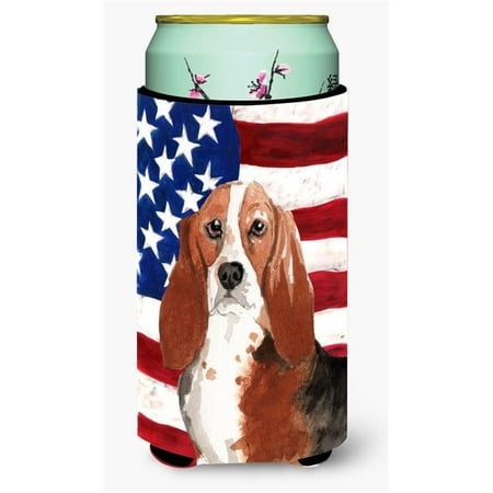

Patriotic USA Basset Hound Tall Boy Beverage Insulator Hugger