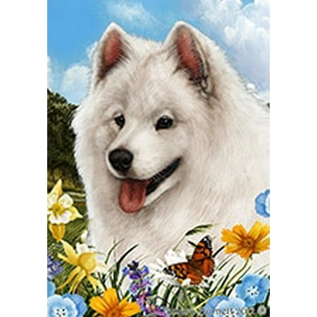 Samoyed - Best of Breed Summer Flowers Garden Flags